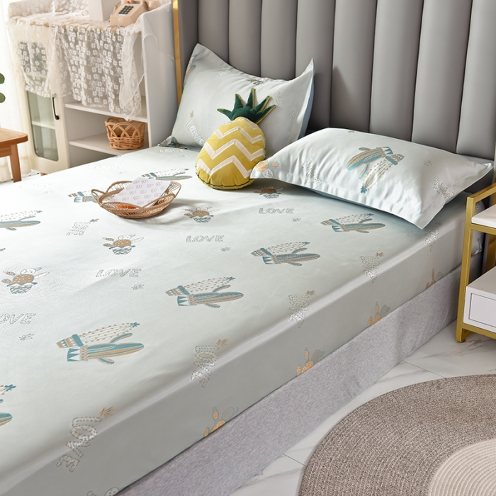 91家纺网 家纺一手货源 找家纺 甜之梦家纺 2025新款提花凉席单品床笠款三件套恋夏