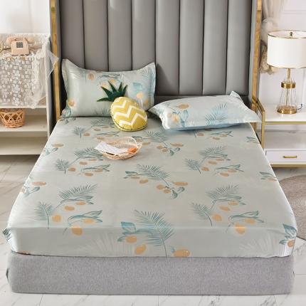 91家纺网 家纺一手货源 找家纺 甜之梦家纺 2025新款提花凉席单品床笠款三件套柠檬叶影