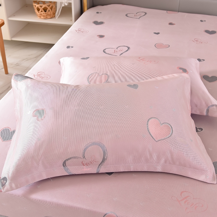 91家纺网 家纺一手货源 找家纺 甜之梦家纺 2025新款提花凉席单品床笠款三件套心雨恋