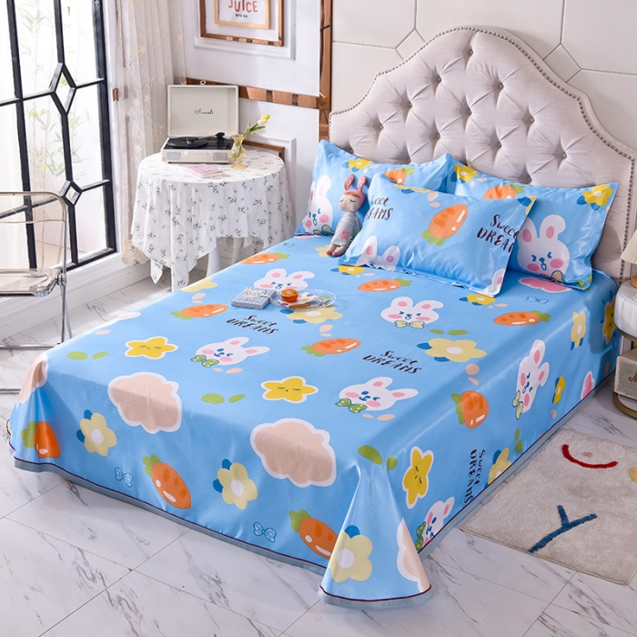 91家纺网 家纺一手货源 找家纺 甜之梦家纺 2025新款印花冰丝单品凉席床单款爱心萌兔