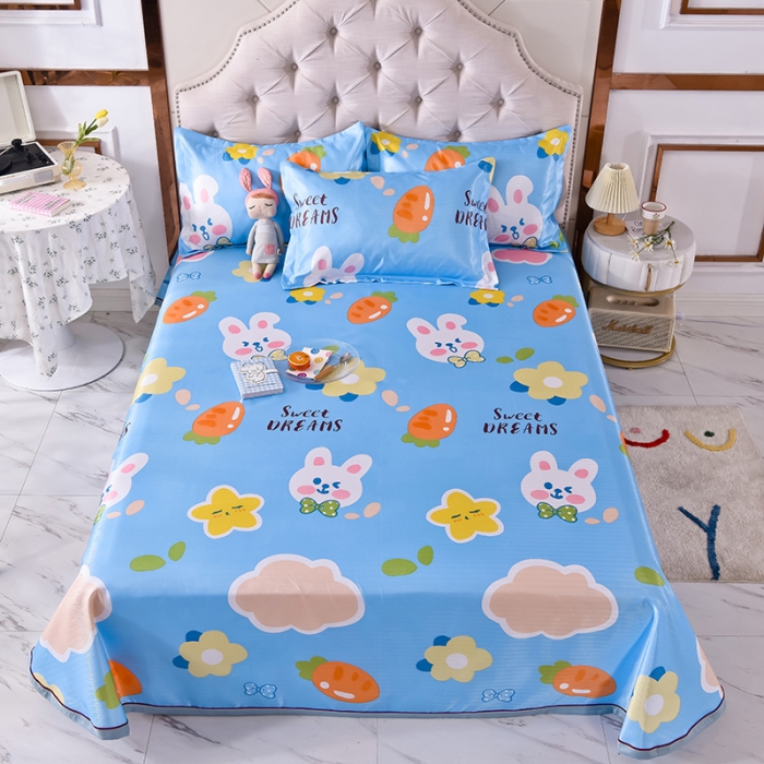 91家纺网 家纺一手货源 找家纺 甜之梦家纺 2025新款印花冰丝单品凉席床单款爱心萌兔