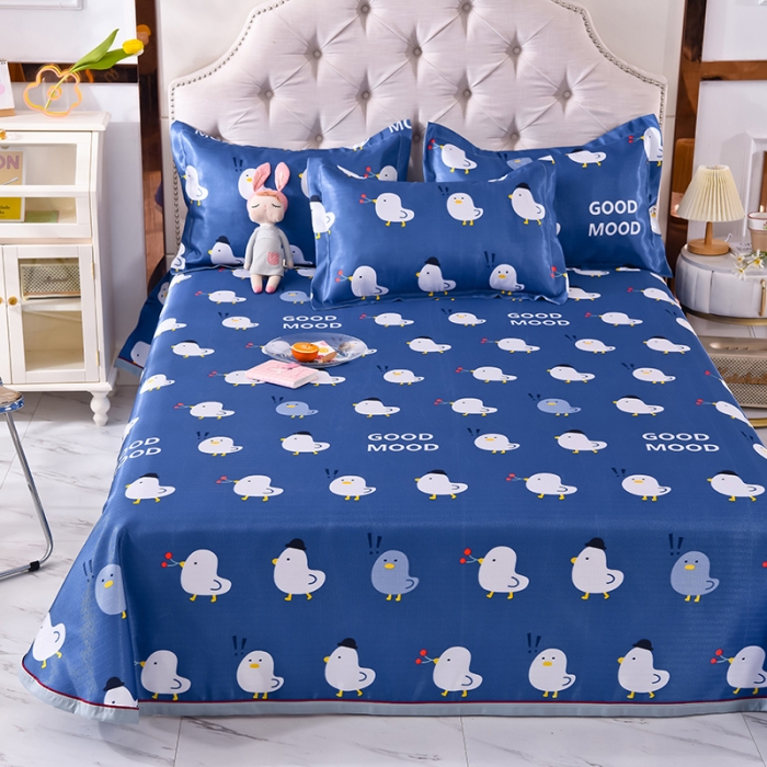 91家纺网 家纺一手货源 找家纺 甜之梦家纺 2025新款印花冰丝单品凉席床单款萌鸡日记