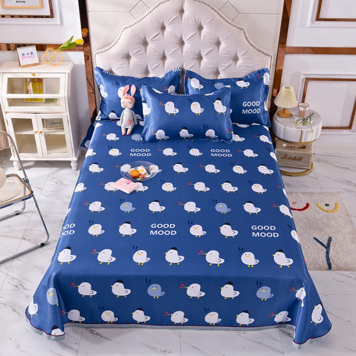 91家纺网 家纺一手货源 找家纺 甜之梦家纺 2025新款印花冰丝单品凉席床单款萌鸡日记