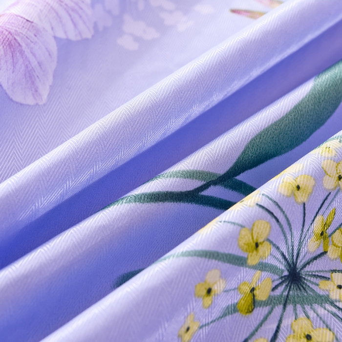 91家纺网 家纺一手货源 找家纺 甜之梦家纺 2025新款印花冰丝单品凉席床单款琼花玉叶灰紫