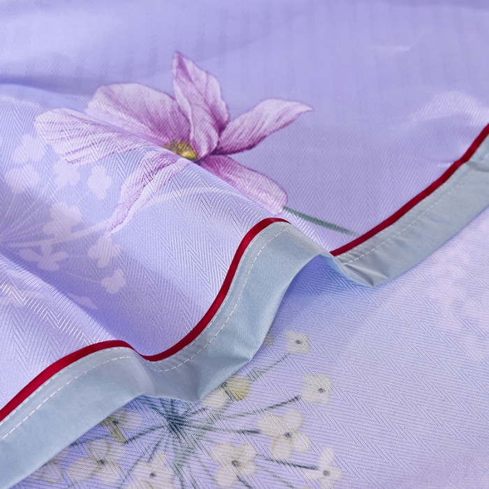 91家纺网 家纺一手货源 找家纺 甜之梦家纺 2025新款印花冰丝单品凉席床单款琼花玉叶灰紫