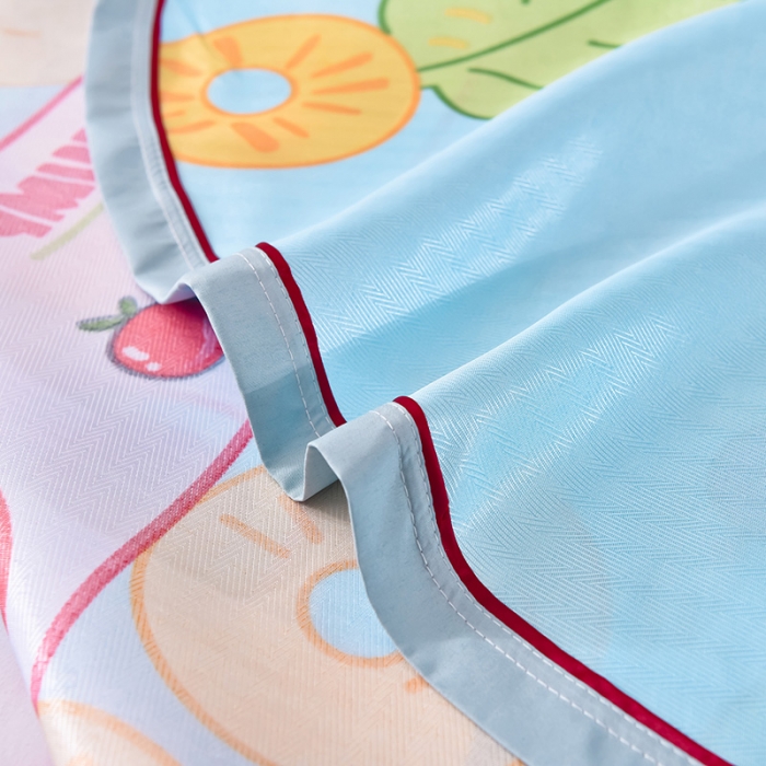 91家纺网 家纺一手货源 找家纺 甜之梦家纺 2025新款印花冰丝单品凉席床单款水果乐园蓝