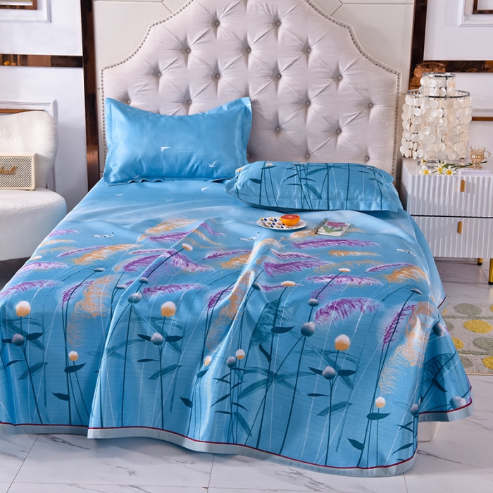 91家纺网 家纺一手货源 找家纺 甜之梦家纺 2025新款印花冰丝单品凉席床单款水梦瑶