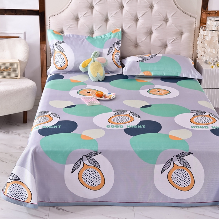 91家纺网 家纺一手货源 找家纺 甜之梦家纺 2025新款印花冰丝单品凉席床单款夏日柠檬灰