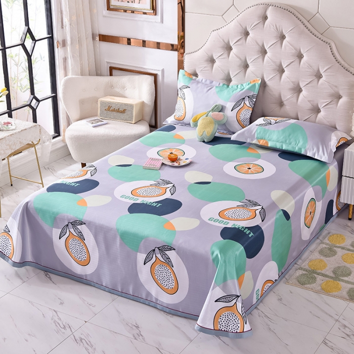 91家纺网 家纺一手货源 找家纺 甜之梦家纺 2025新款印花冰丝单品凉席床单款夏日柠檬灰