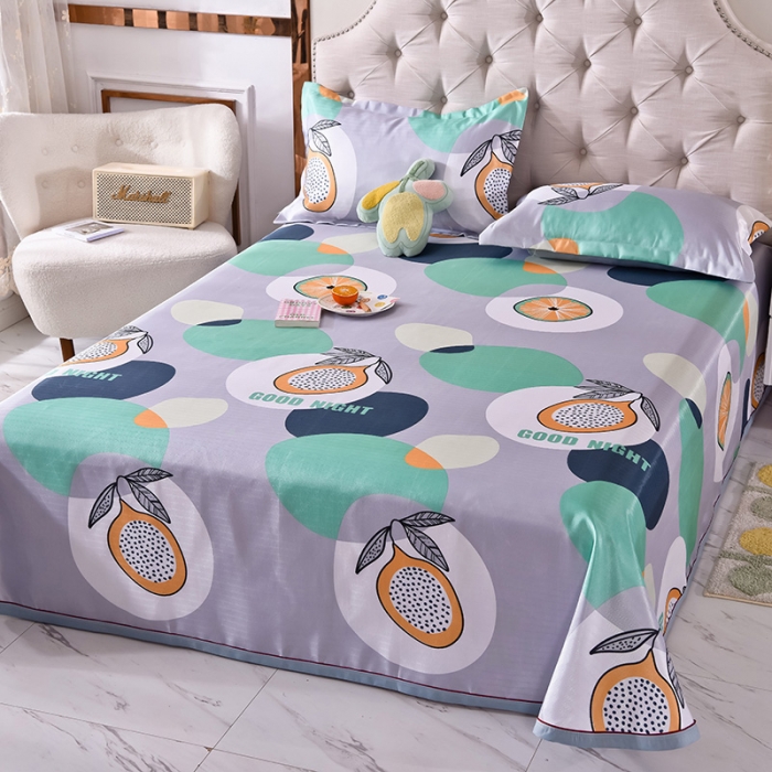 91家纺网 家纺一手货源 找家纺 甜之梦家纺 2025新款印花冰丝单品凉席床单款夏日柠檬灰