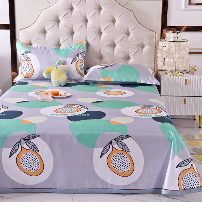 91家纺网 家纺一手货源 找家纺 甜之梦家纺 2025新款印花冰丝单品凉席床单款夏日柠檬灰