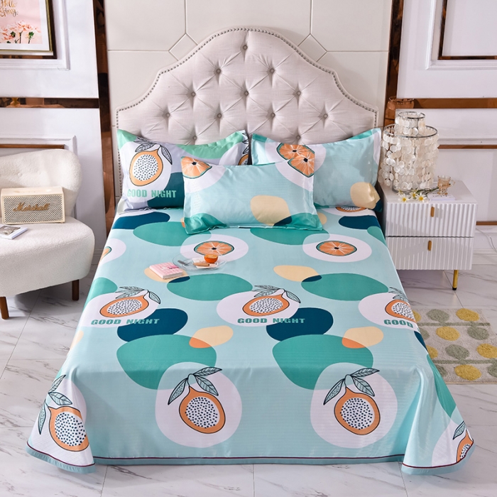 91家纺网 家纺一手货源 找家纺 甜之梦家纺 2025新款印花冰丝单品凉席床单款夏日柠檬绿