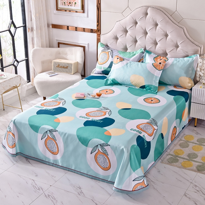 91家纺网 家纺一手货源 找家纺 甜之梦家纺 2025新款印花冰丝单品凉席床单款夏日柠檬绿