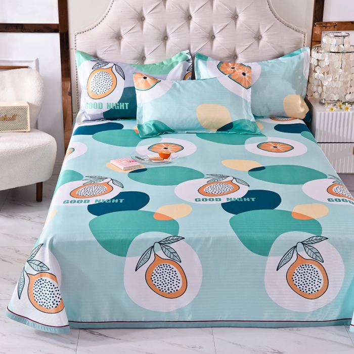 91家纺网 家纺一手货源 找家纺 甜之梦家纺 2025新款印花冰丝单品凉席床单款夏日柠檬绿