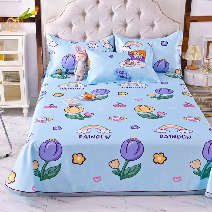 91家纺网 家纺一手货源 找家纺 甜之梦家纺 2025新款印花冰丝单品凉席床单款夏日童年蓝