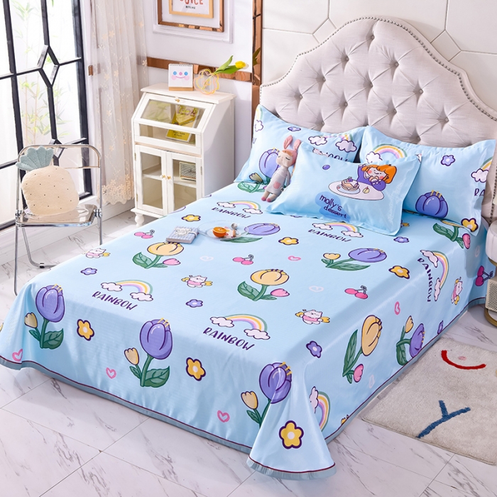 91家纺网 家纺一手货源 找家纺 甜之梦家纺 2025新款印花冰丝单品凉席床单款夏日童年蓝