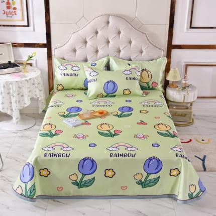 甜之梦家纺 2025新款印花冰丝单品凉席床单款夏日童年绿