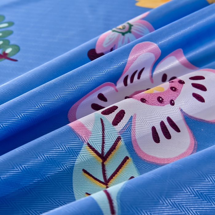 91家纺网 家纺一手货源 找家纺 甜之梦家纺 2025新款印花冰丝单品凉席床单款悠悠花香蓝