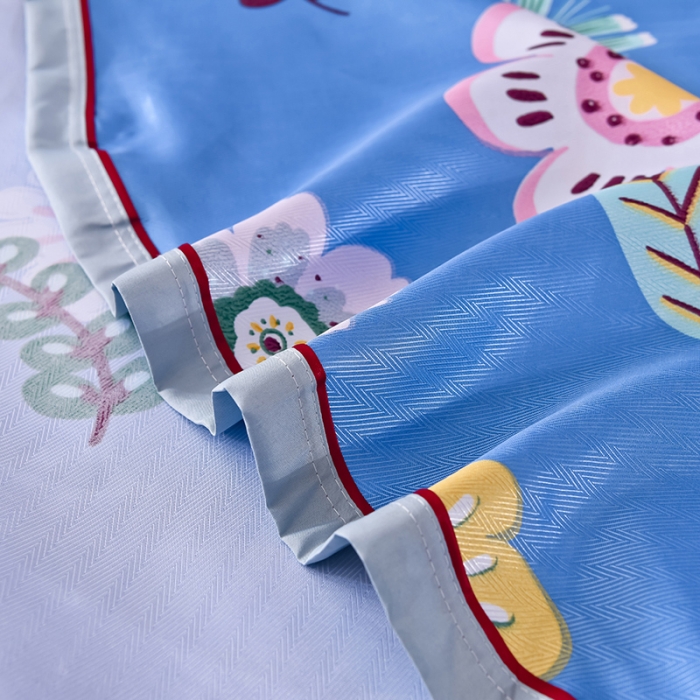 91家纺网 家纺一手货源 找家纺 甜之梦家纺 2025新款印花冰丝单品凉席床单款悠悠花香蓝