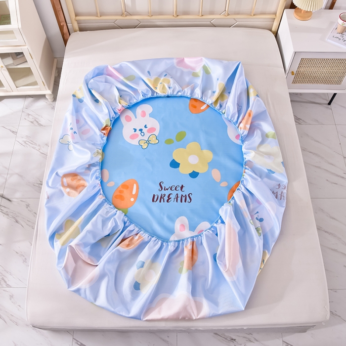 91家纺网 家纺一手货源 找家纺 甜之梦家纺 2025新款印花冰丝单品凉席床笠款爱心萌兔