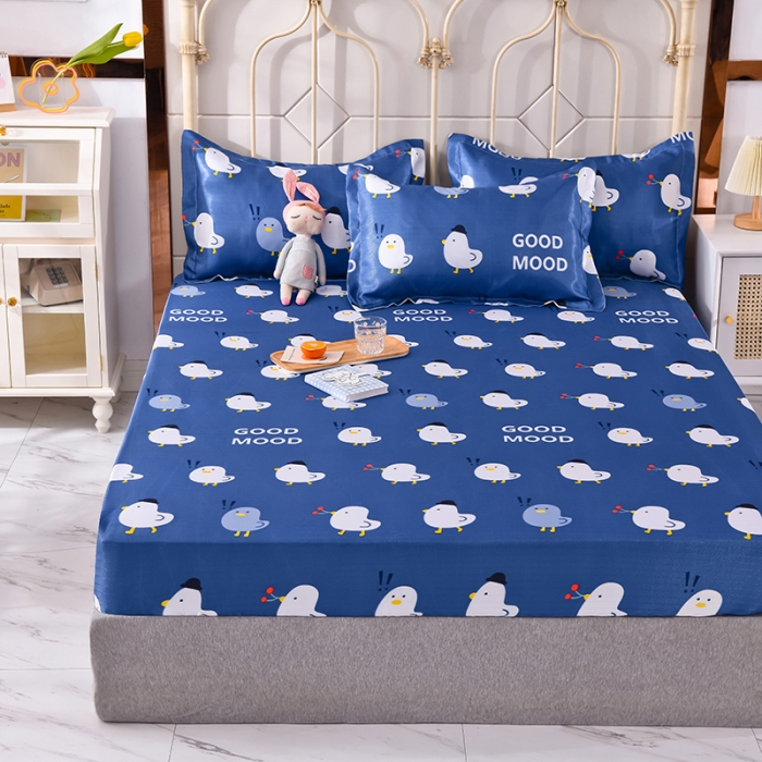 91家纺网 家纺一手货源 找家纺 甜之梦家纺 2025新款印花冰丝单品凉席床笠款萌鸡日记