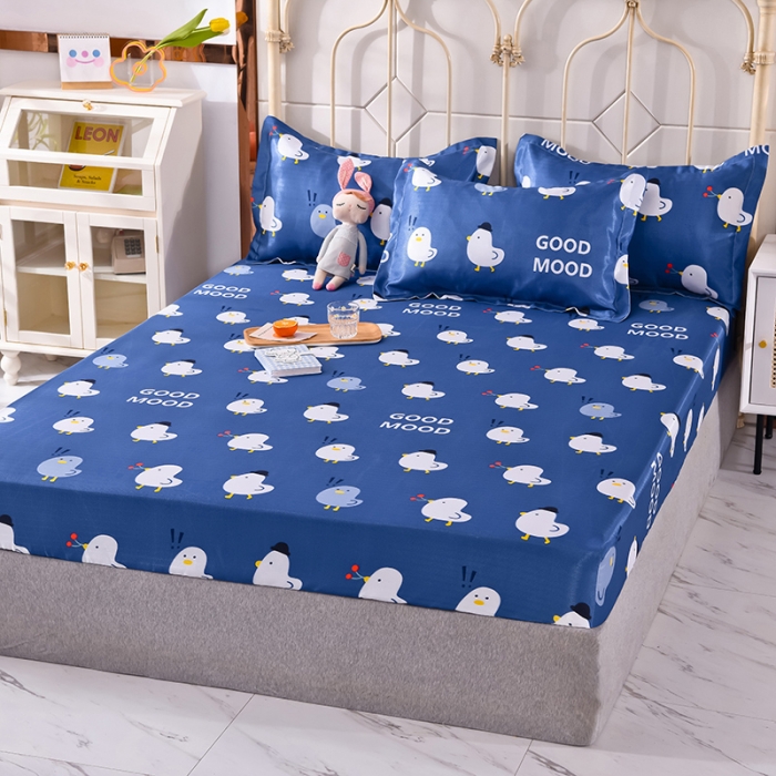 91家纺网 家纺一手货源 找家纺 甜之梦家纺 2025新款印花冰丝单品凉席床笠款萌鸡日记