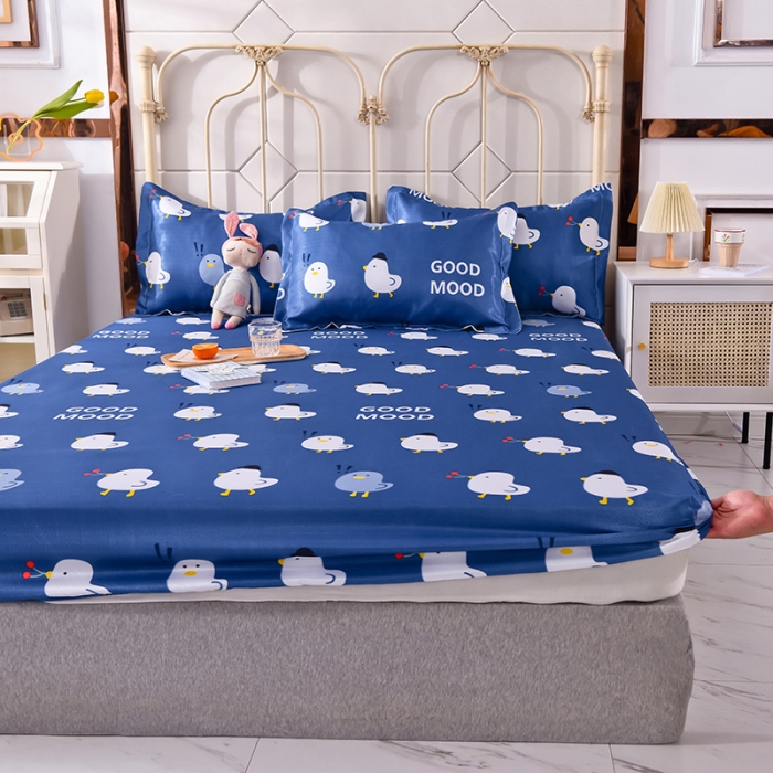 91家纺网 家纺一手货源 找家纺 甜之梦家纺 2025新款印花冰丝单品凉席床笠款萌鸡日记