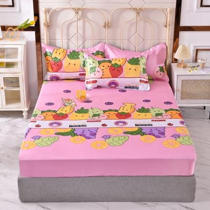 91家纺网 家纺一手货源 找家纺 甜之梦家纺 2025新款印花冰丝单品凉席床笠款水果乐园粉