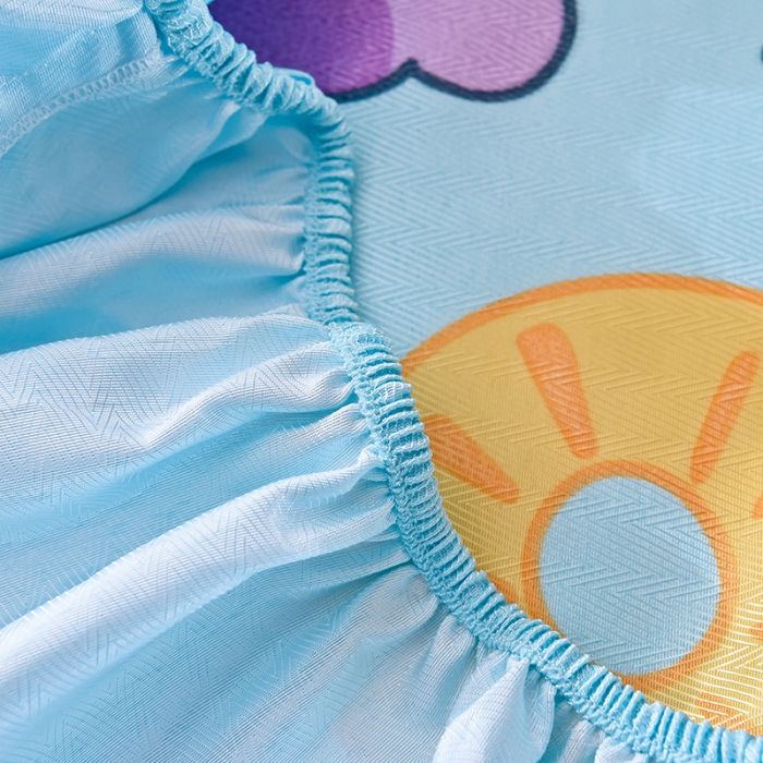 91家纺网 家纺一手货源 找家纺 甜之梦家纺 2025新款印花冰丝单品凉席床笠款水果乐园蓝