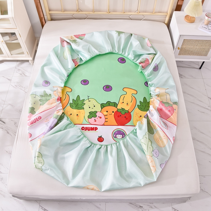 91家纺网 家纺一手货源 找家纺 甜之梦家纺 2025新款印花冰丝单品凉席床笠款水果乐园绿