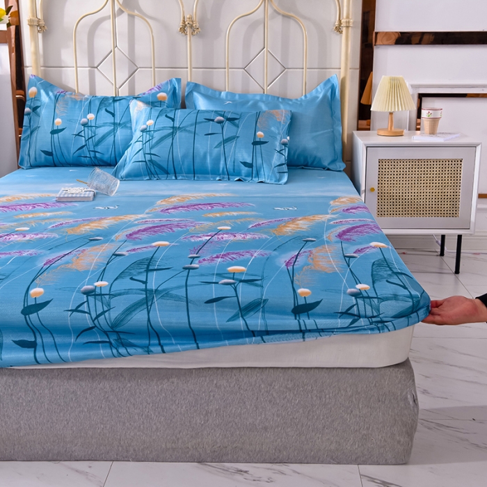 91家纺网 家纺一手货源 找家纺 甜之梦家纺 2025新款印花冰丝单品凉席床笠款水梦瑶