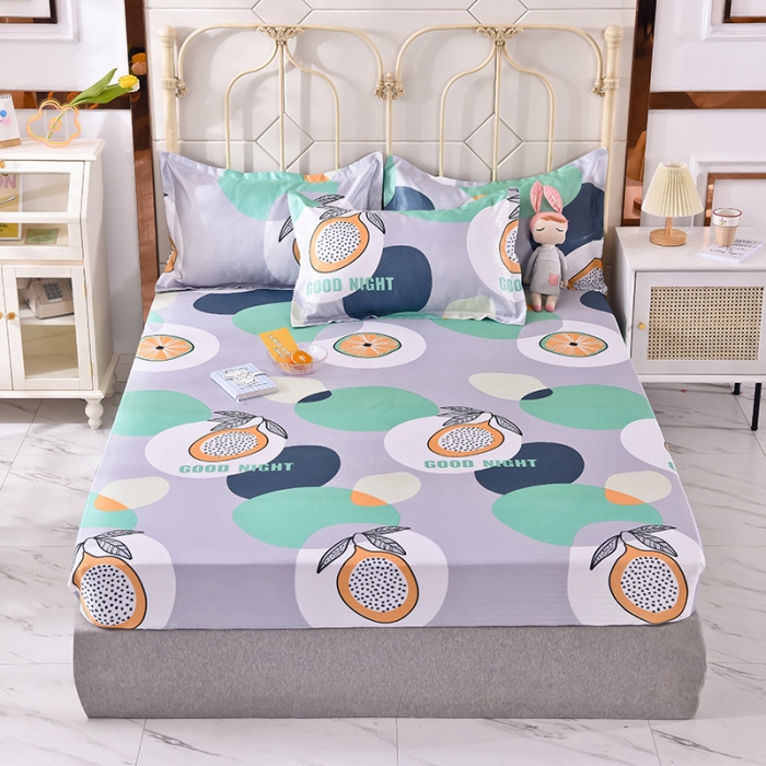 91家纺网 家纺一手货源 找家纺 甜之梦家纺 2025新款印花冰丝单品凉席床笠款夏日柠檬灰