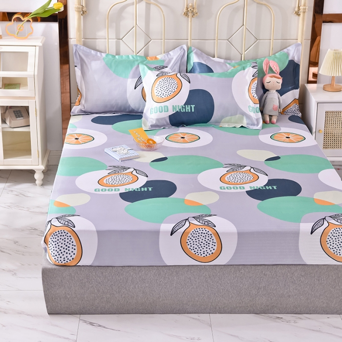 91家纺网 家纺一手货源 找家纺 甜之梦家纺 2025新款印花冰丝单品凉席床笠款夏日柠檬灰