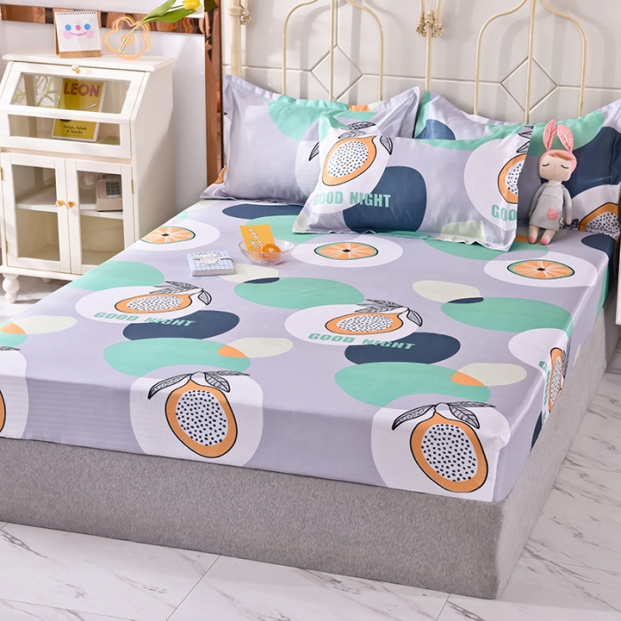 91家纺网 家纺一手货源 找家纺 甜之梦家纺 2025新款印花冰丝单品凉席床笠款夏日柠檬灰