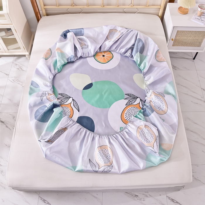 91家纺网 家纺一手货源 找家纺 甜之梦家纺 2025新款印花冰丝单品凉席床笠款夏日柠檬灰