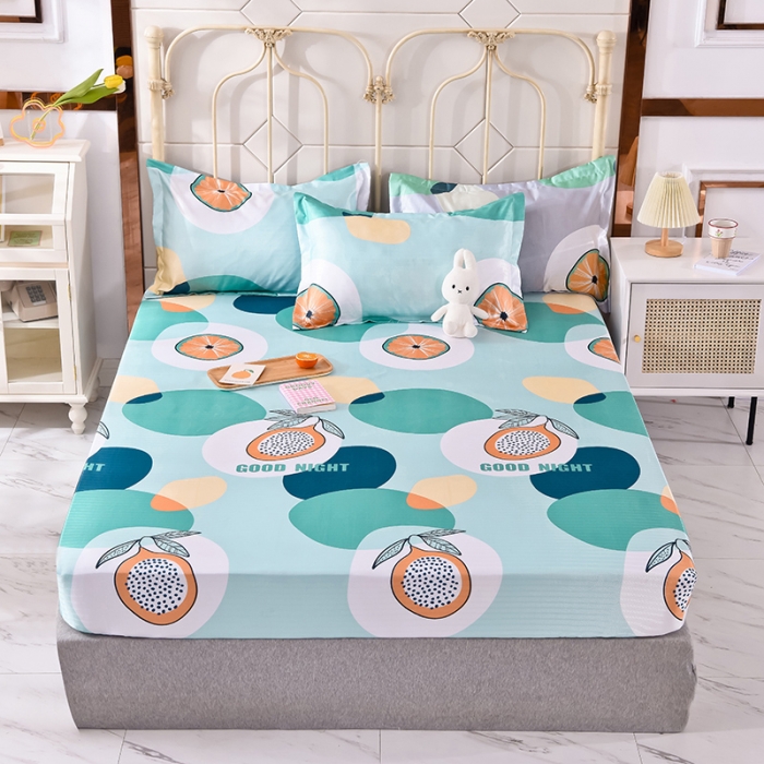 91家纺网 家纺一手货源 找家纺 甜之梦家纺 2025新款印花冰丝单品凉席床笠款夏日柠檬绿