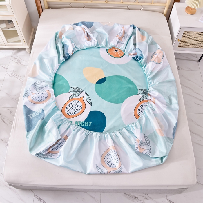 91家纺网 家纺一手货源 找家纺 甜之梦家纺 2025新款印花冰丝单品凉席床笠款夏日柠檬绿