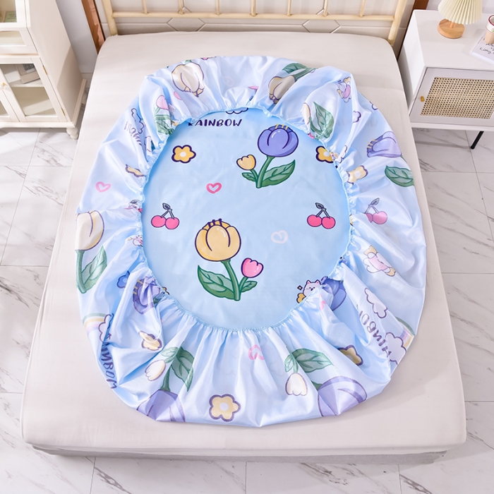 91家纺网 家纺一手货源 找家纺 甜之梦家纺 2025新款印花冰丝单品凉席床笠款夏日童年蓝