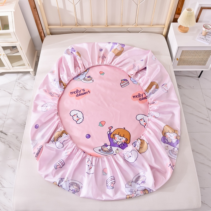 91家纺网 家纺一手货源 找家纺 甜之梦家纺 2025新款印花冰丝单品凉席床笠款小明同学粉