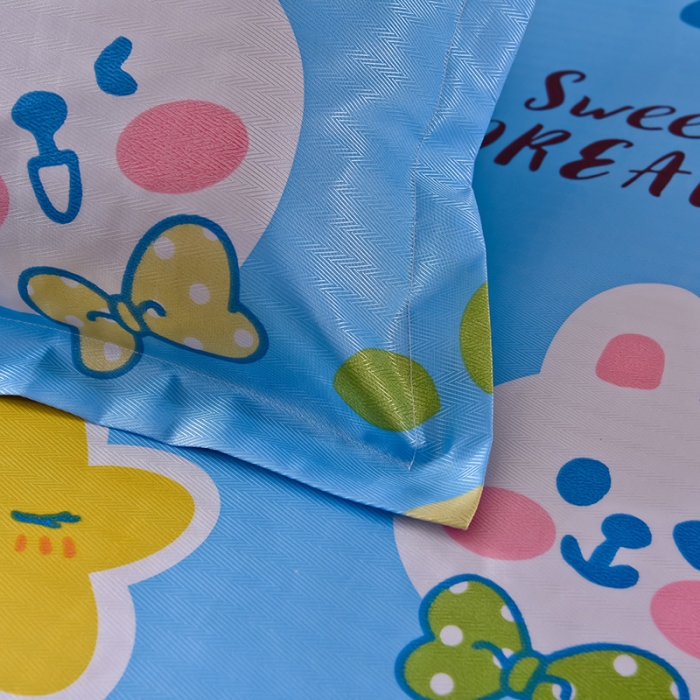 91家纺网 家纺一手货源 找家纺 甜之梦家纺 2025新款印花冰丝单品枕套 爱心萌兔