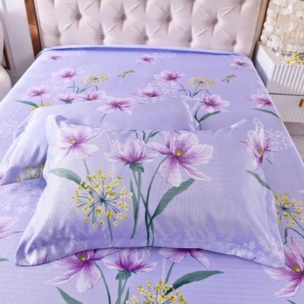 甜之梦家纺 2025新款印花冰丝单品枕套 琼花玉叶灰紫