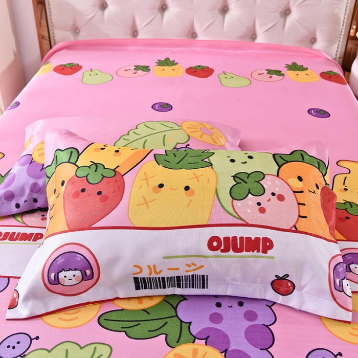 91家纺网 家纺一手货源 找家纺 甜之梦家纺 2025新款印花冰丝单品枕套 水果乐园粉