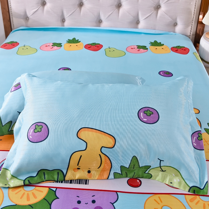 91家纺网 家纺一手货源 找家纺 甜之梦家纺 2025新款印花冰丝单品枕套 水果乐园蓝