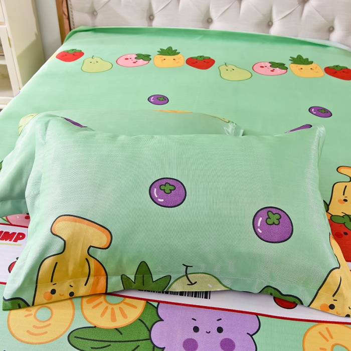 91家纺网 家纺一手货源 找家纺 甜之梦家纺 2025新款印花冰丝单品枕套 水果乐园绿