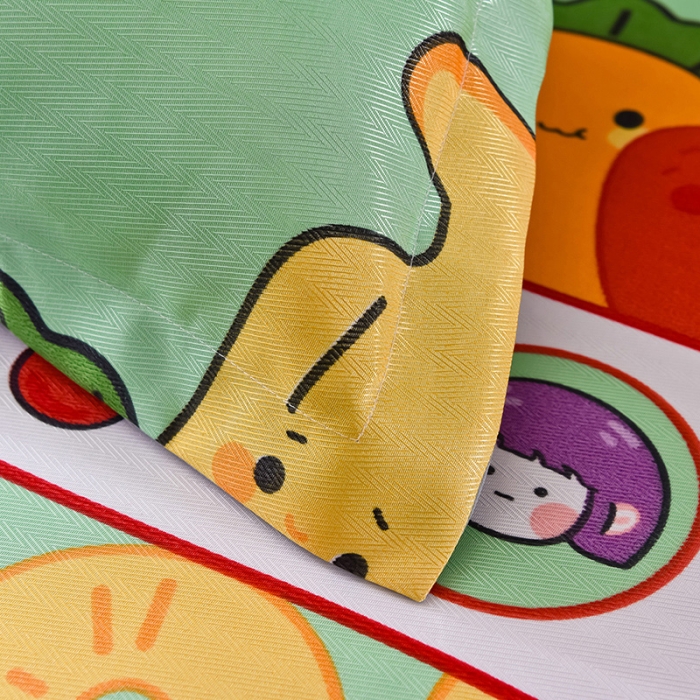 91家纺网 家纺一手货源 找家纺 甜之梦家纺 2025新款印花冰丝单品枕套 水果乐园绿