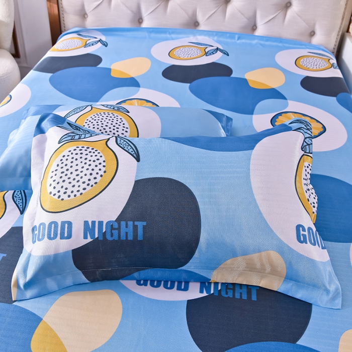 91家纺网 家纺一手货源 找家纺 甜之梦家纺 2025新款印花冰丝单品枕套 夏日柠檬蓝