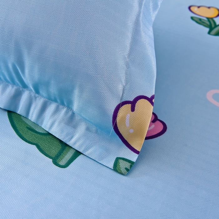 91家纺网 家纺一手货源 找家纺 甜之梦家纺 2025新款印花冰丝单品枕套 夏日童年蓝