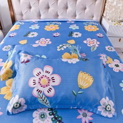 甜之梦家纺 2025新款印花冰丝单品枕套 悠悠花香蓝