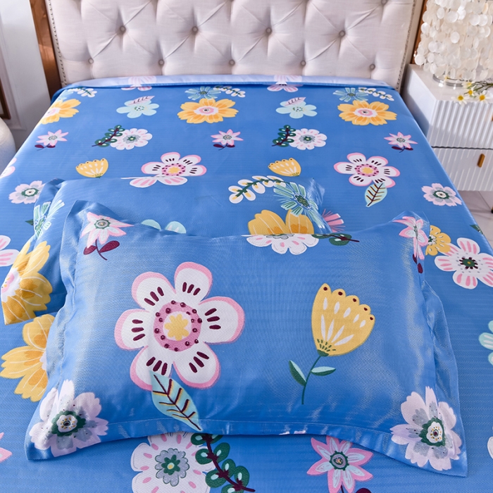 91家纺网 家纺一手货源 找家纺 甜之梦家纺 2025新款印花冰丝单品枕套 悠悠花香蓝