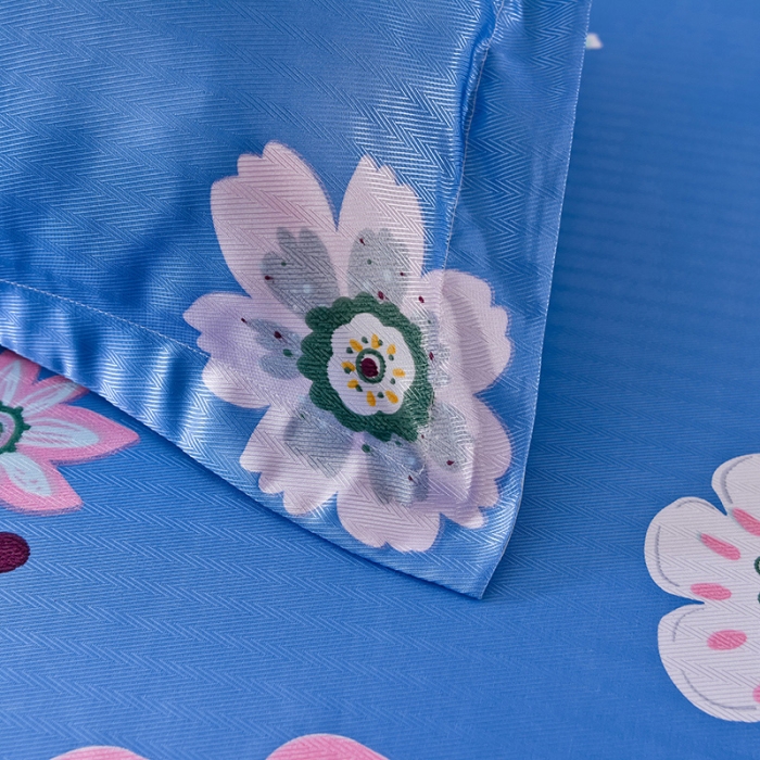 91家纺网 家纺一手货源 找家纺 甜之梦家纺 2025新款印花冰丝单品枕套 悠悠花香蓝